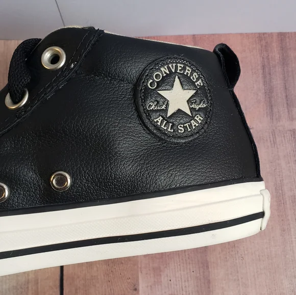 Leather Black Converse Junior Sneakers - Picture 11 of 16